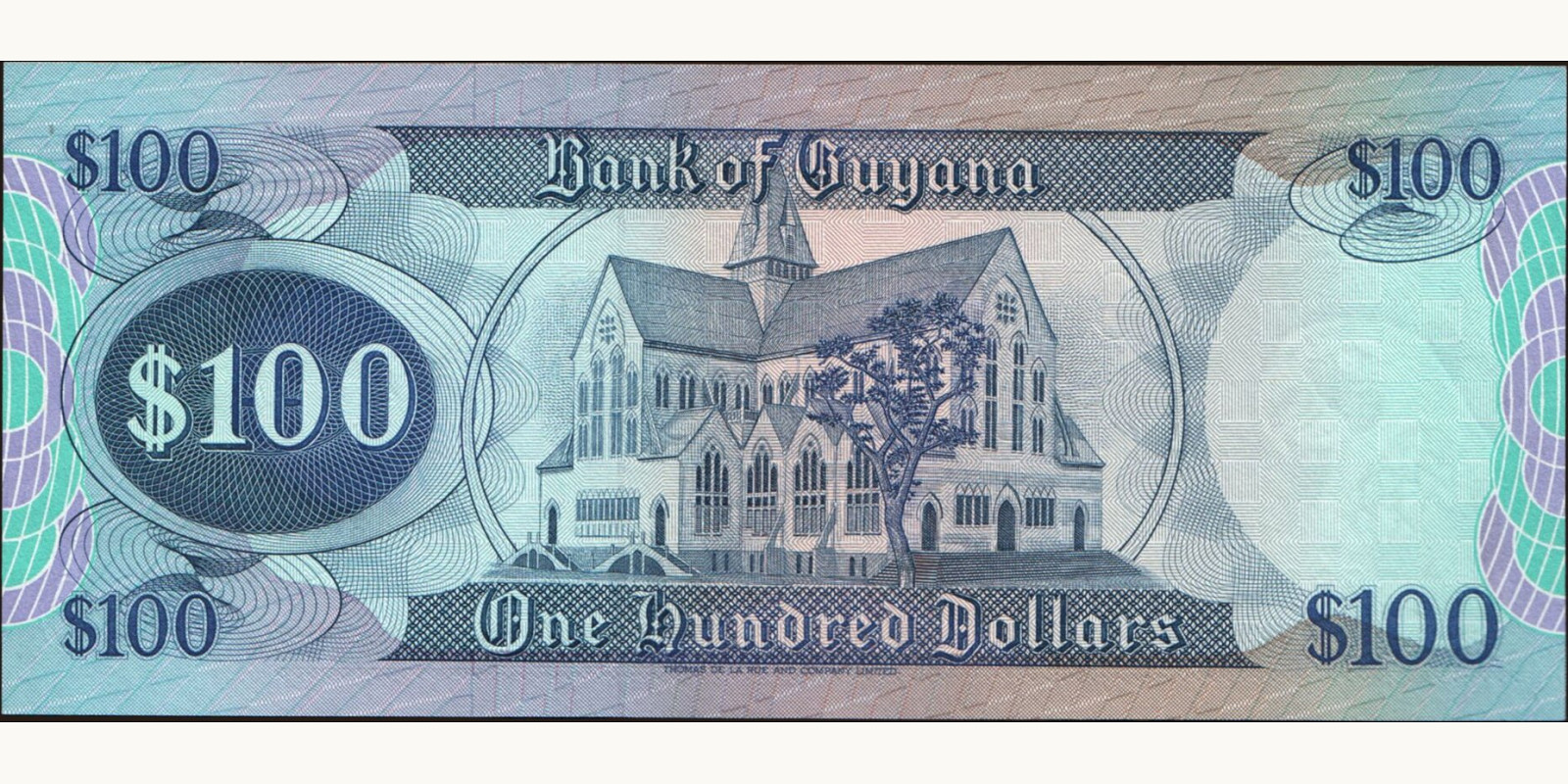 100 dollars Guyana 1992 — Back side
