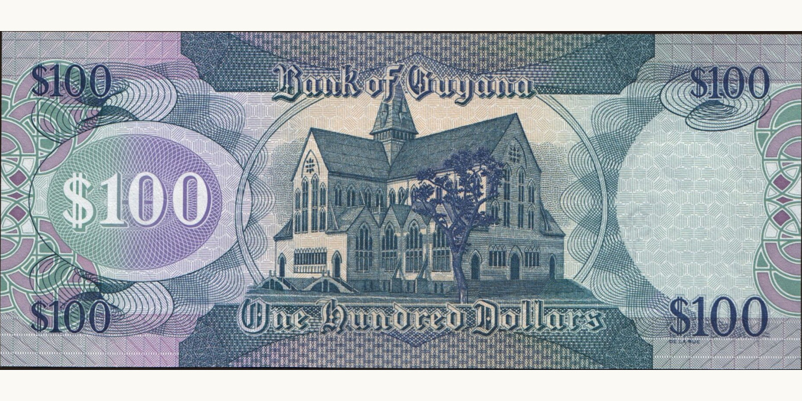100 dollars Guyana 2006 — Back side