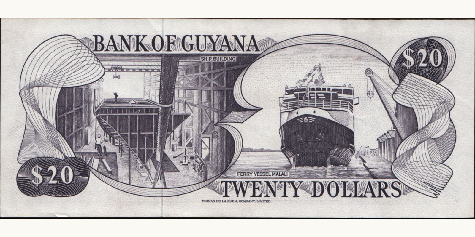 20 dollars Guyana 1966 — Back side