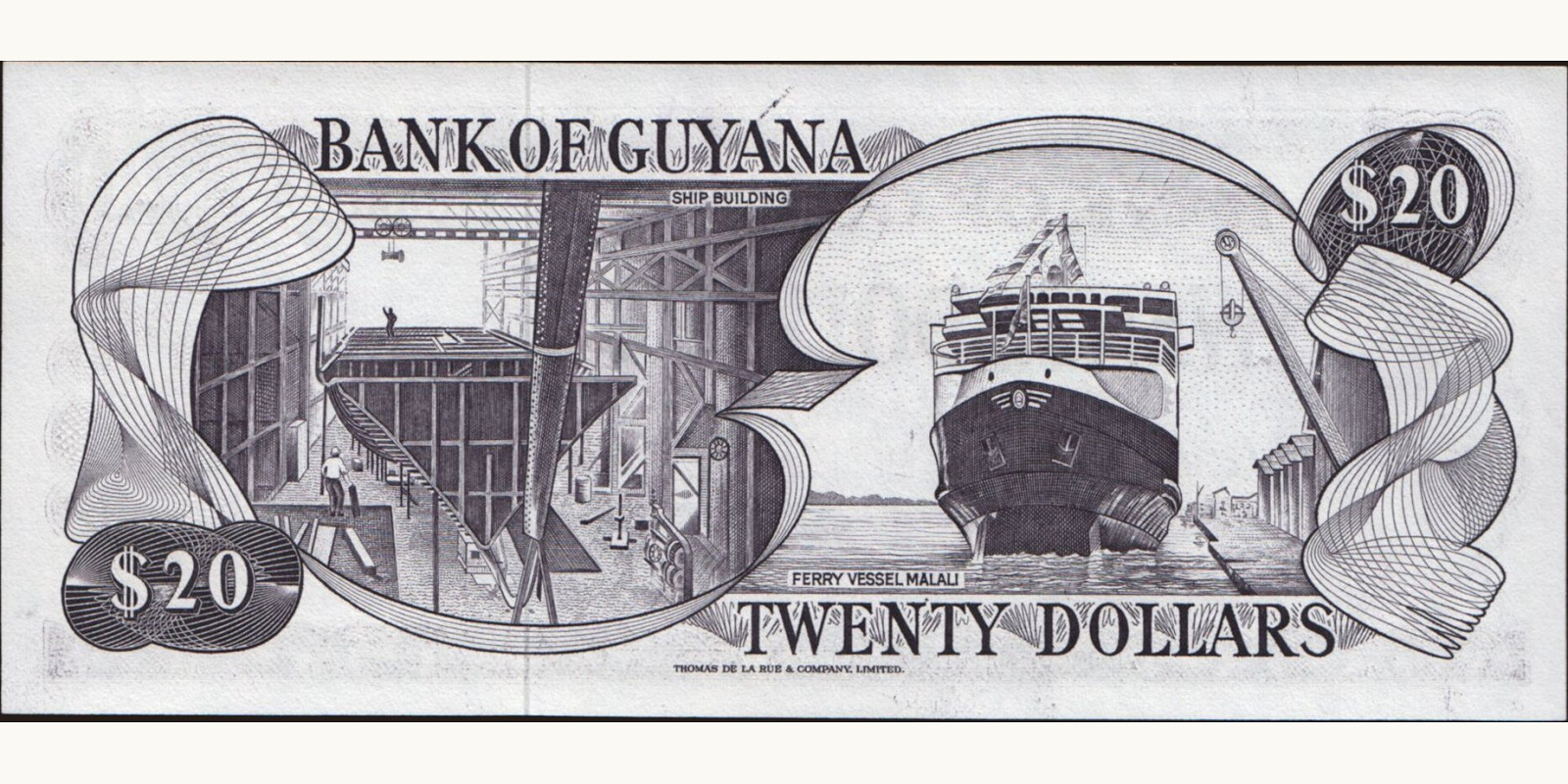 20 dollars Гайана 1983 — Оборотная сторона