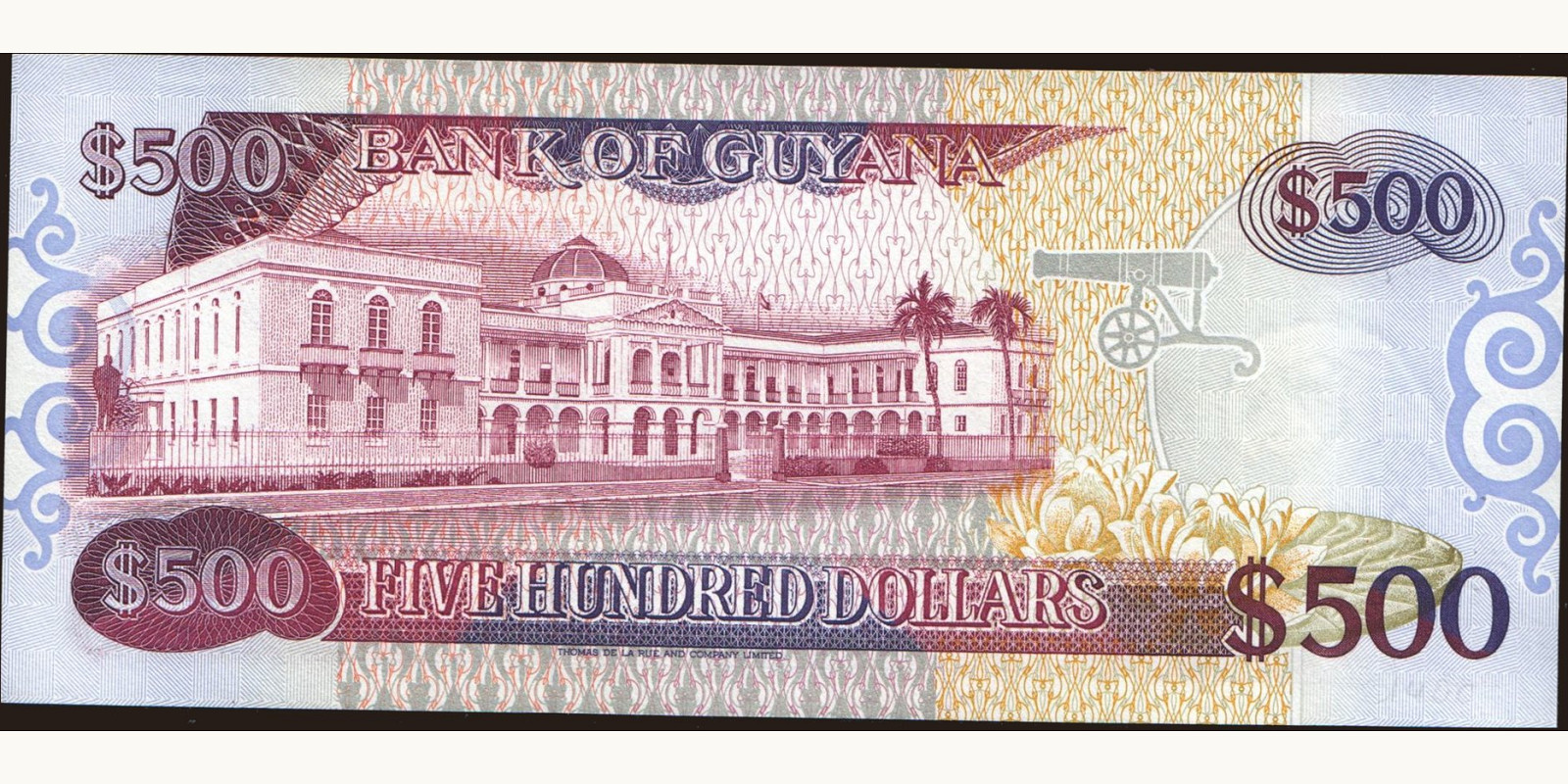 500 dollars Гайана 1992 — Оборотная сторона