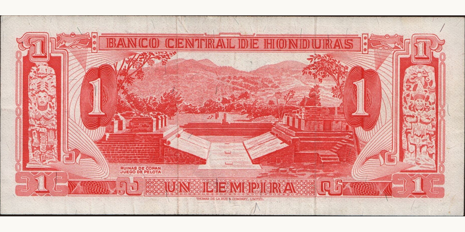1 lempira Гондурас 1968 — Оборотная сторона
