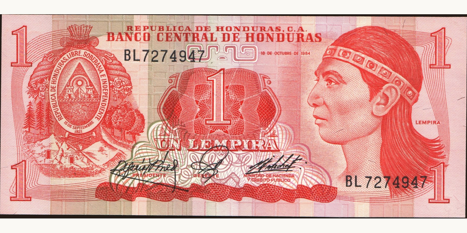 1 lempira 1984