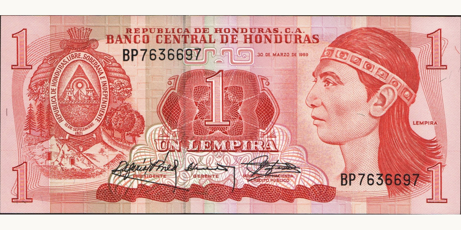 1 lempira 1989