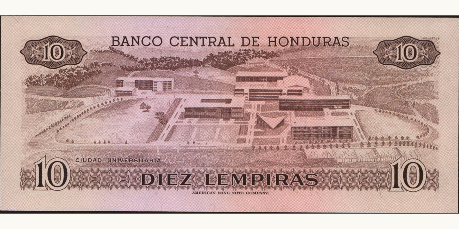10 lempira Гондурас 1989 — Оборотная сторона