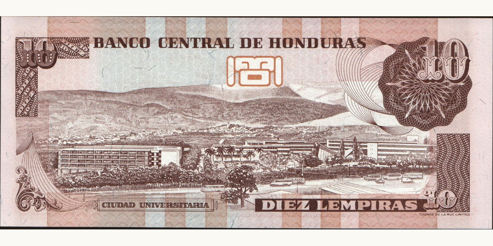 10 lempira Гондурас 1998 — Оборотная сторона