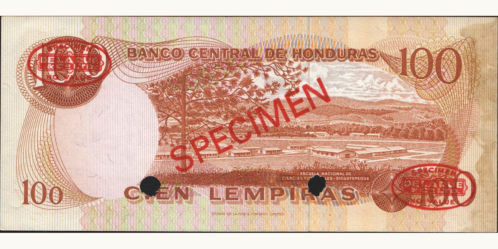 100 lempira Honduras 1975 — Back side