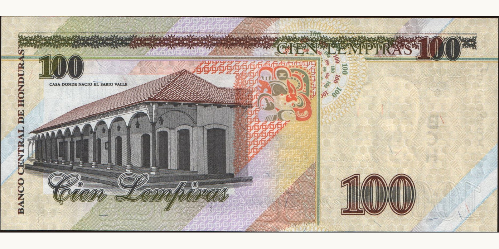 100 lempira Гондурас 2004 — Оборотная сторона