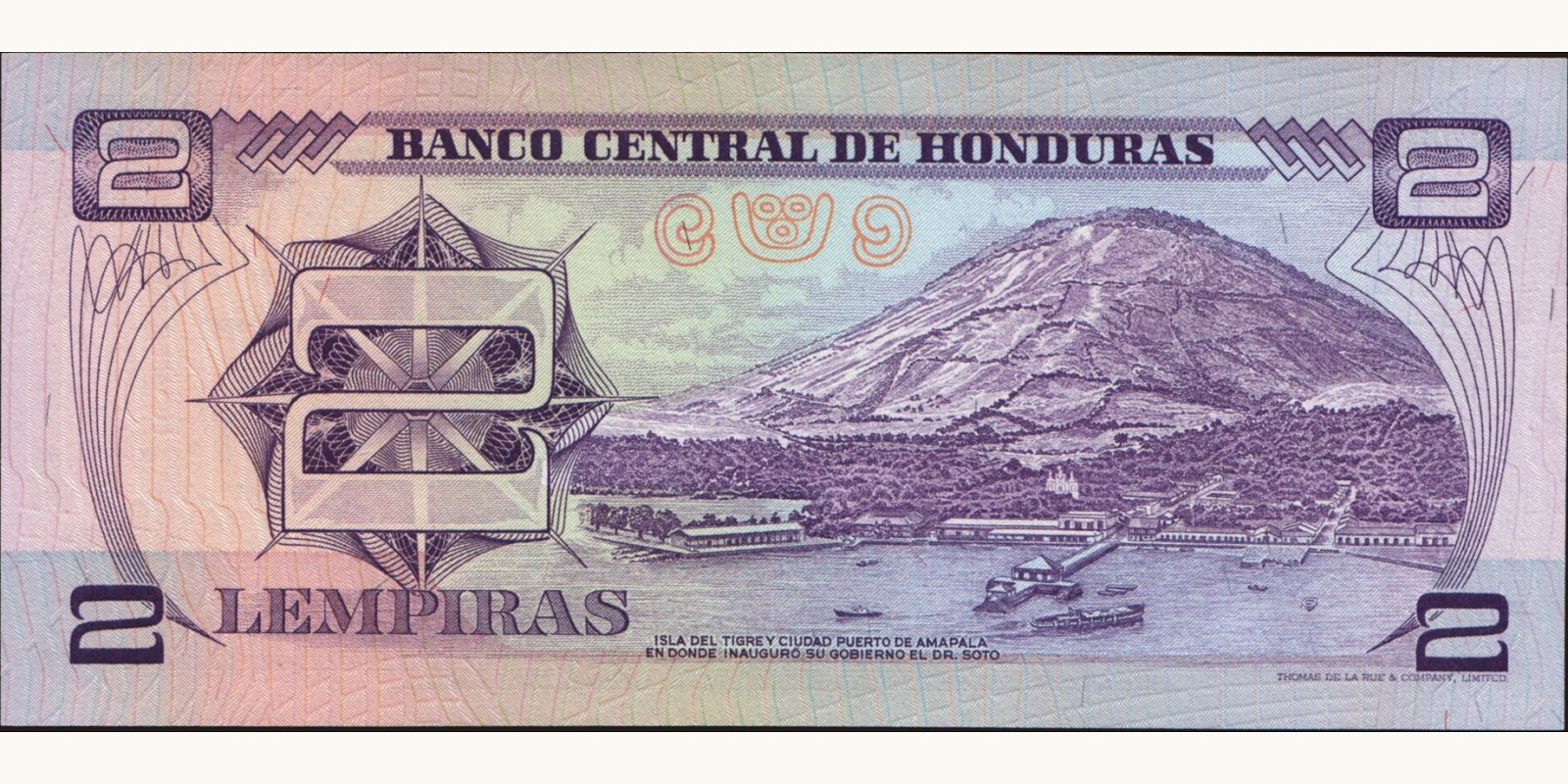 2 lempira Honduras 1976 — Back side