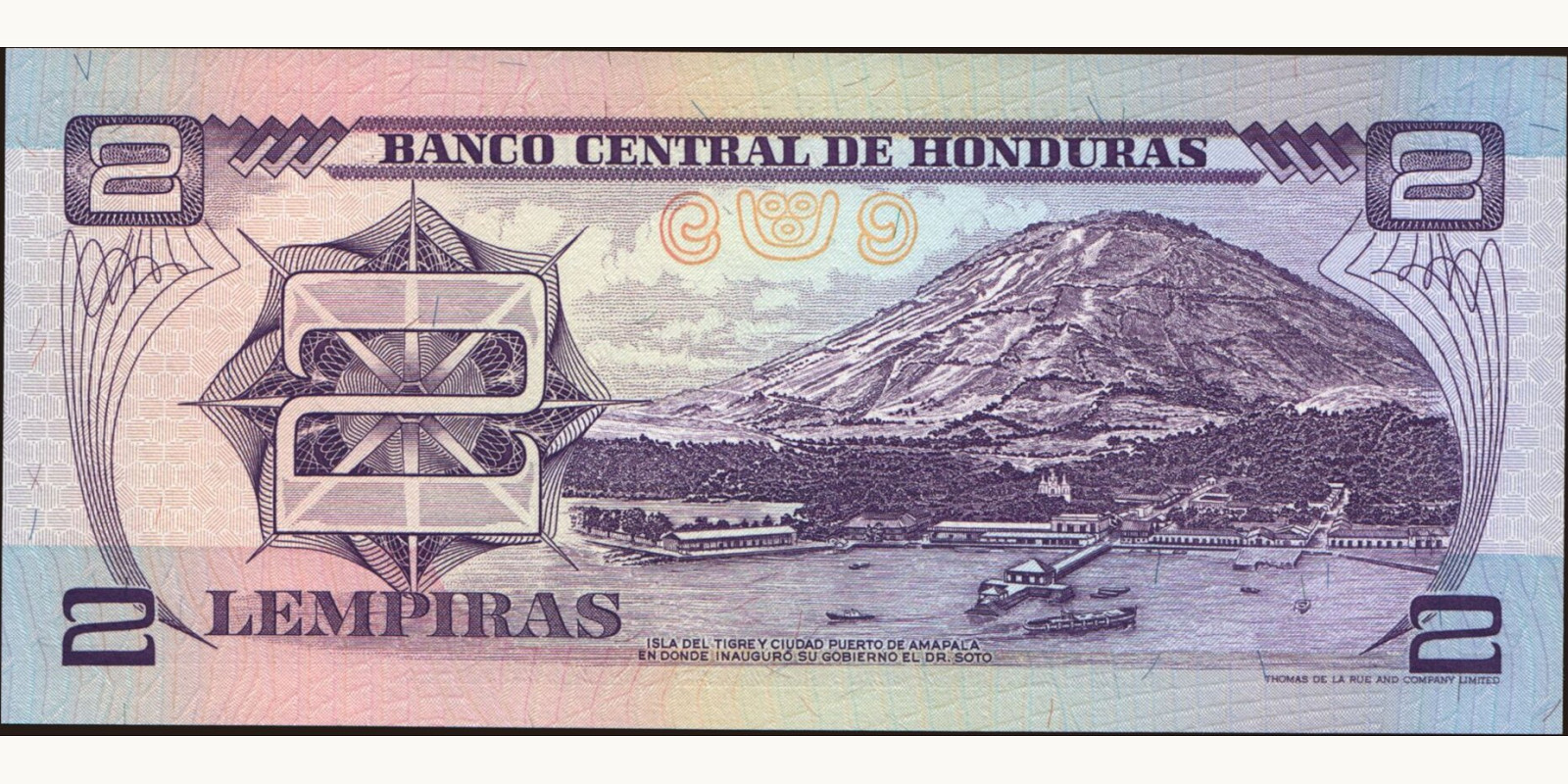 2 lempira Гондурас 1993 — Оборотная сторона