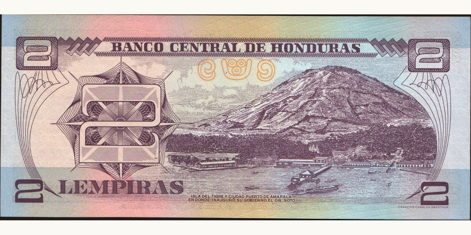 2 lempira Гондурас 2001 — Оборотная сторона