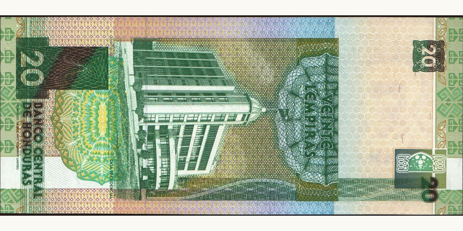 20 lempira Гондурас 1993 — Оборотная сторона