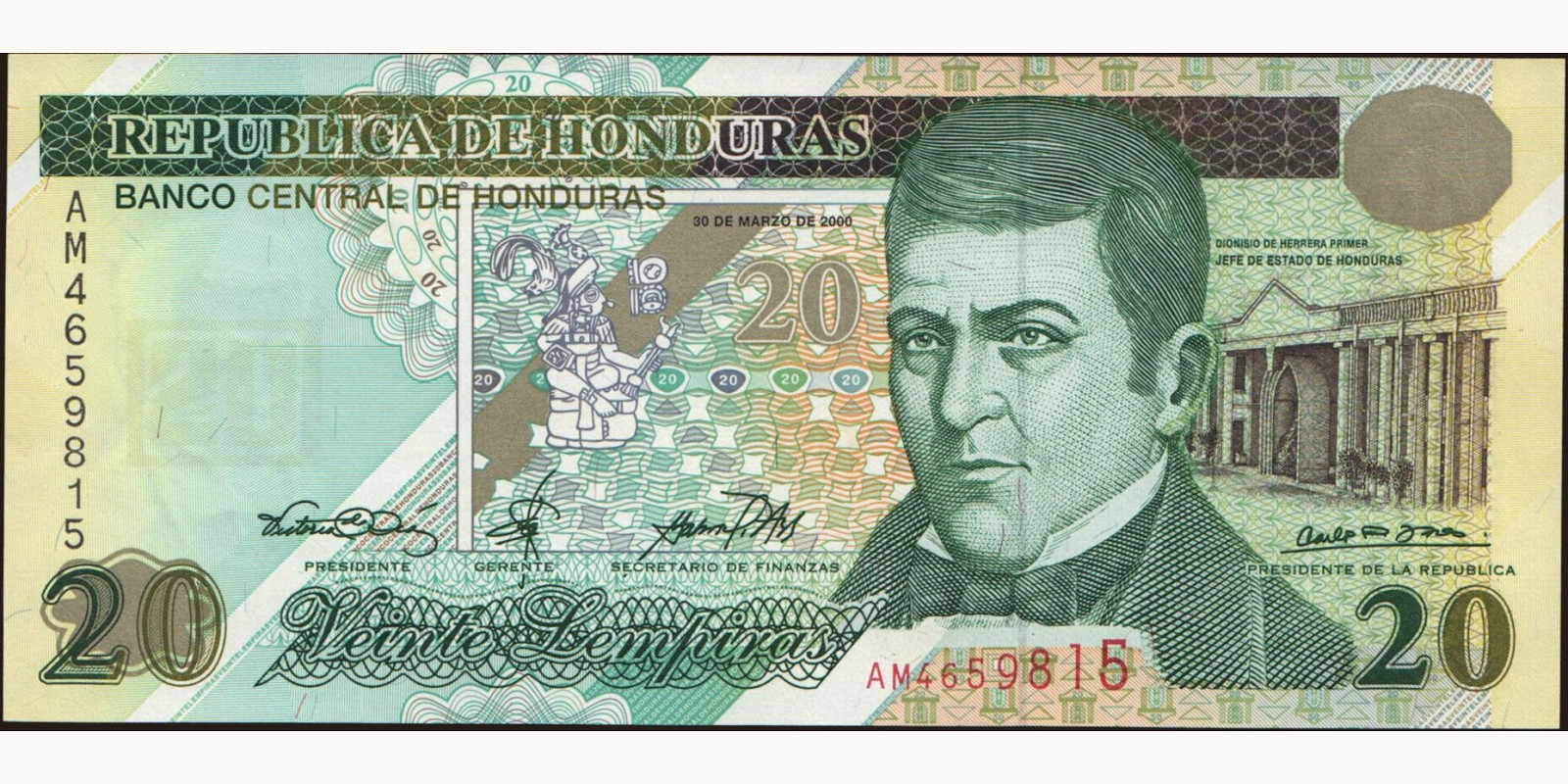 20 lempira Honduras 2000 — Front side