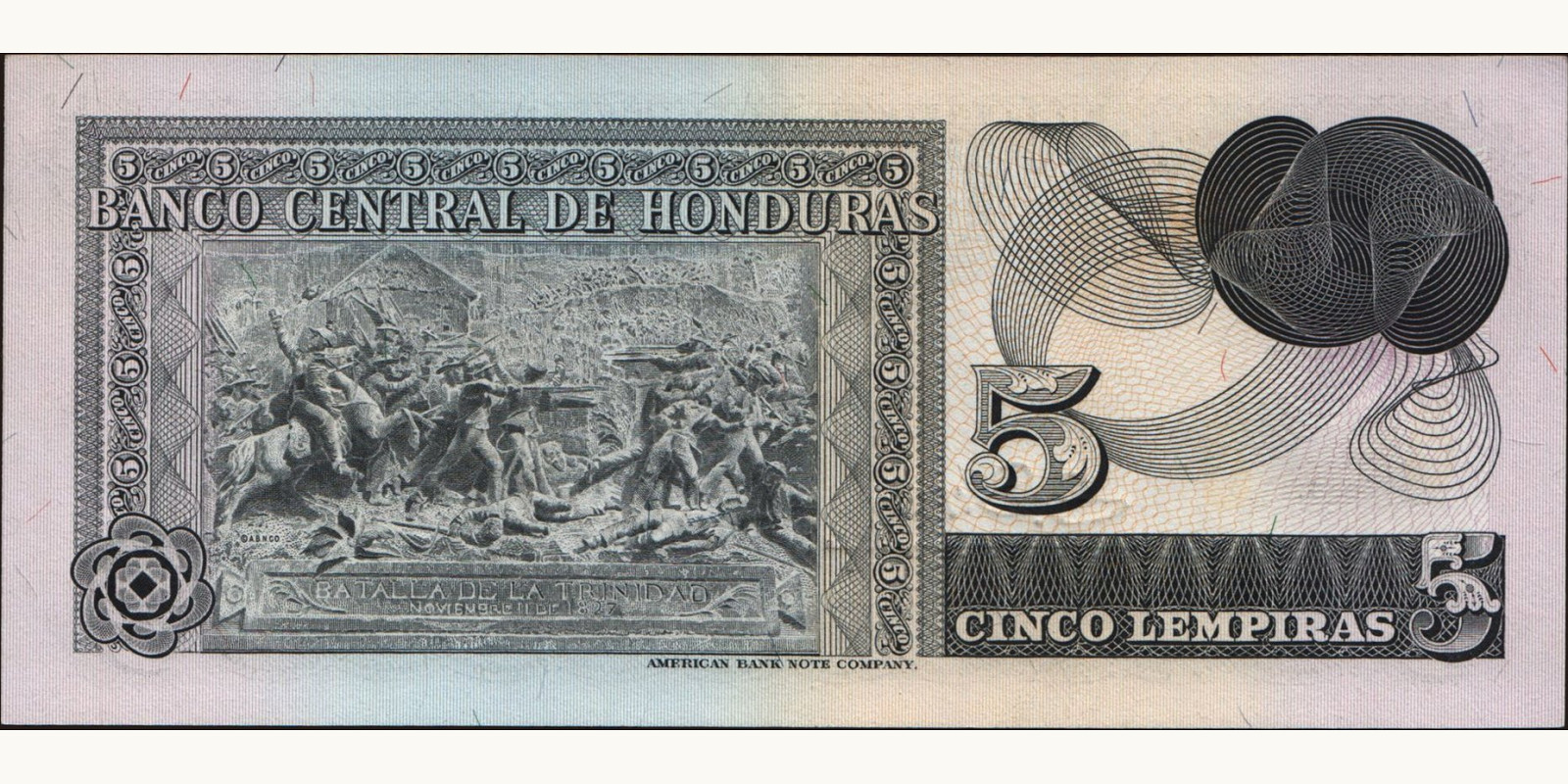 5 lempira Honduras 1976 — Back side