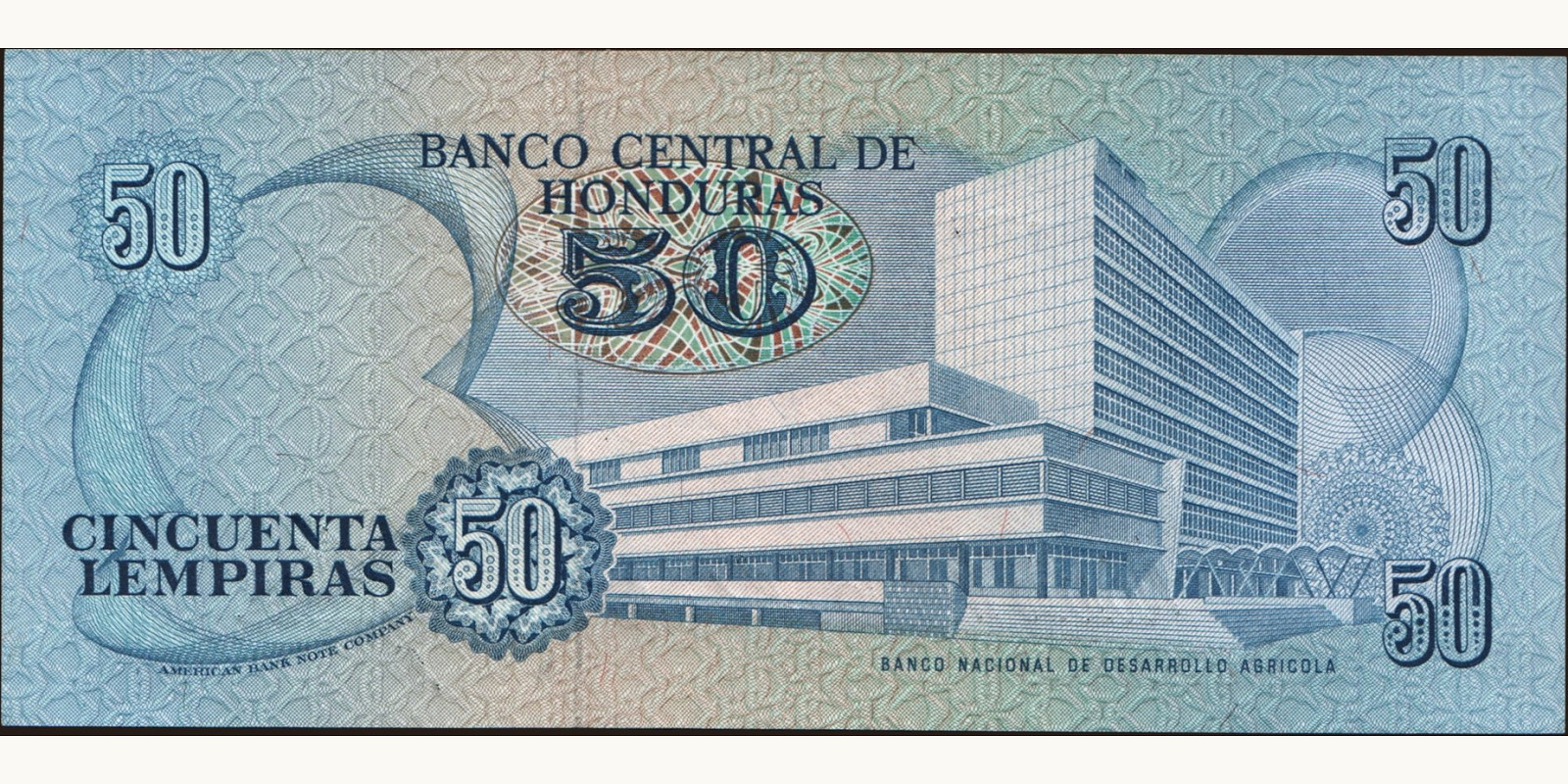 50 lempira Гондурас 1990 — Оборотная сторона