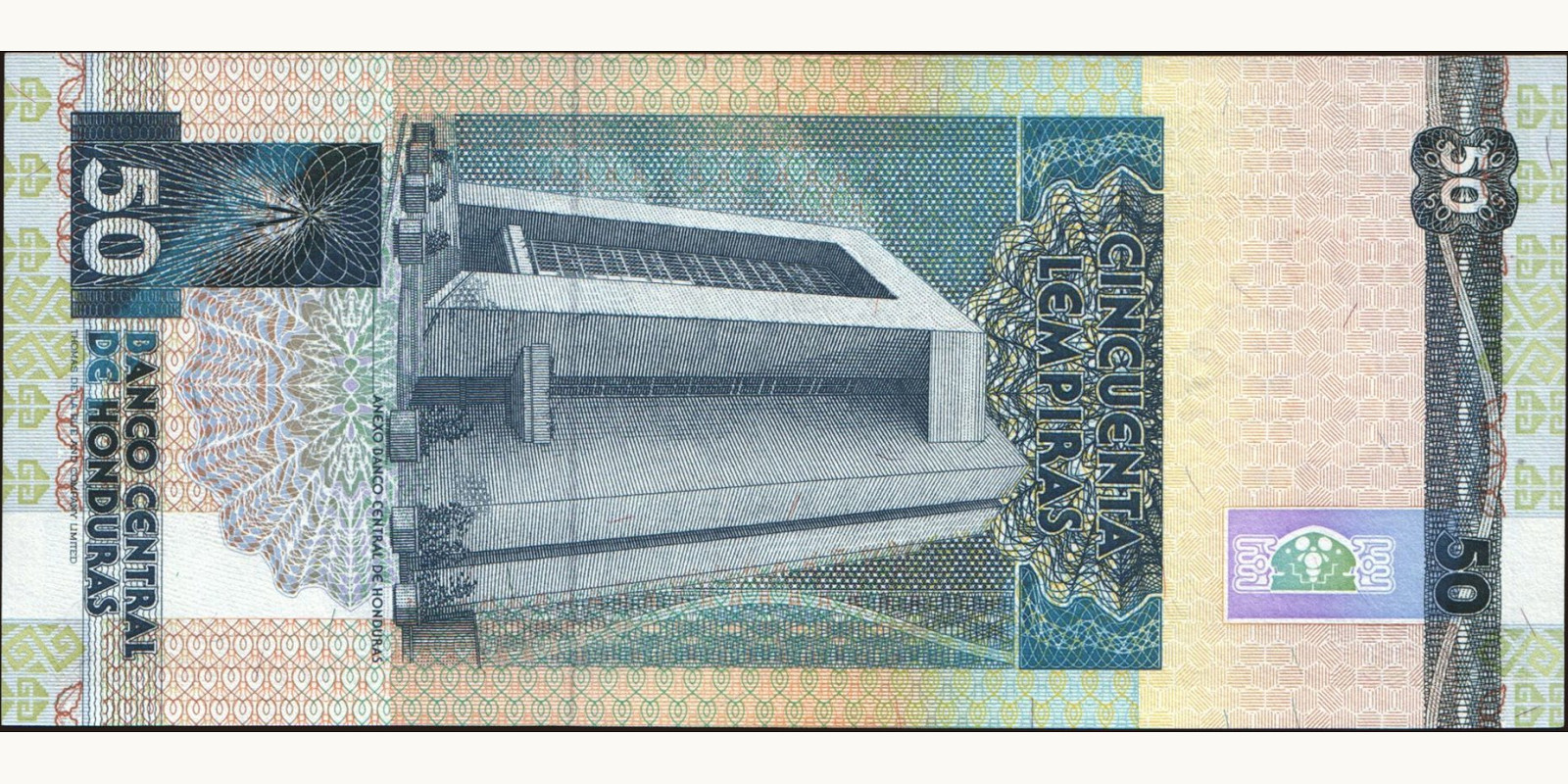 50 lempira Honduras 1993 — Back side