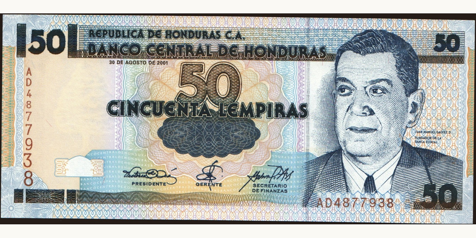 50 lempira Honduras 2001 — Front side