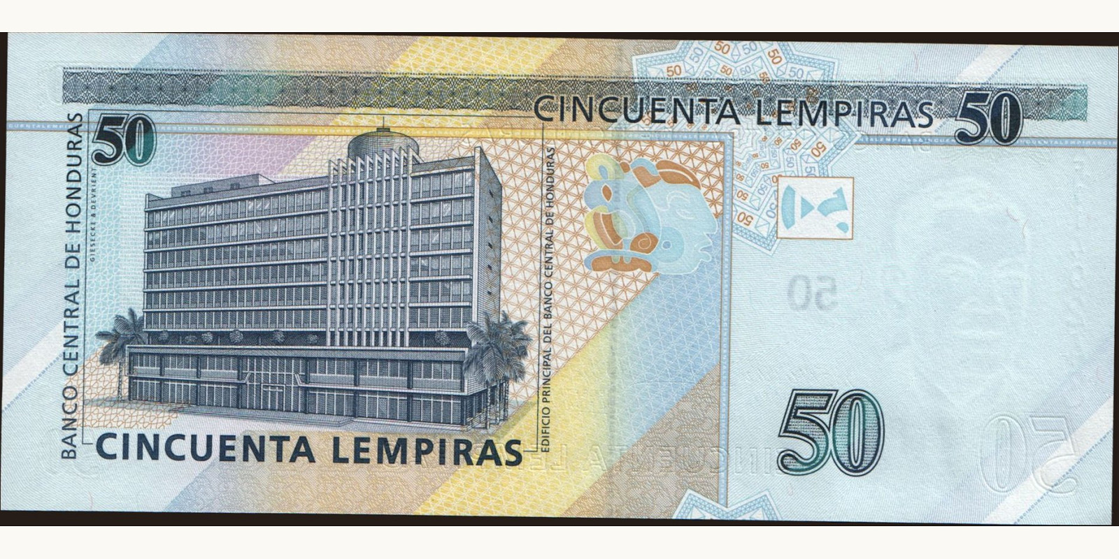 50 lempira Гондурас 2004 — Оборотная сторона