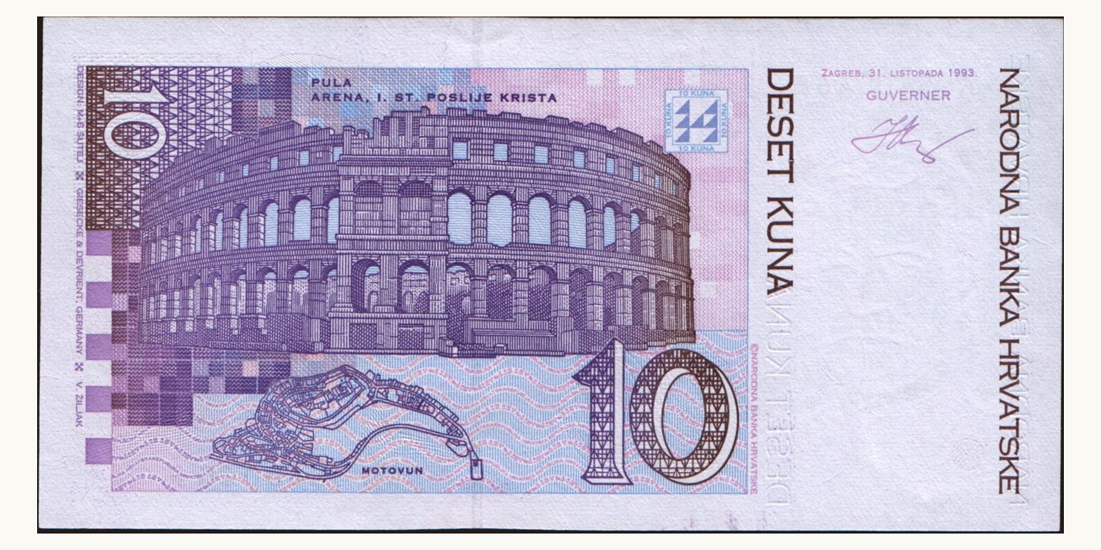 10 kuna Croatia 1993 — Back side