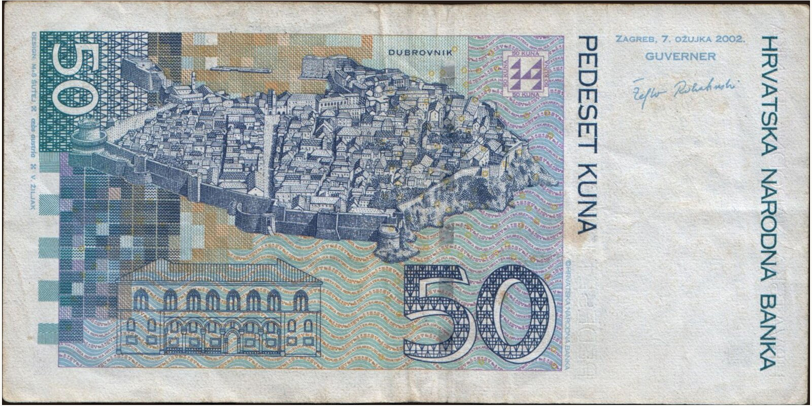 50 kuna Хорватия 2002 — Оборотная сторона