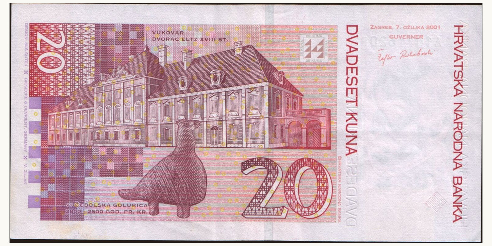 20 kuna Croatia 2001 — Back side