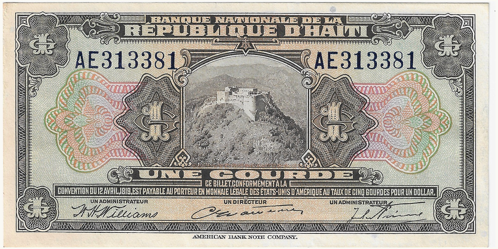 1 Gourde Haiti 1946 — Front side