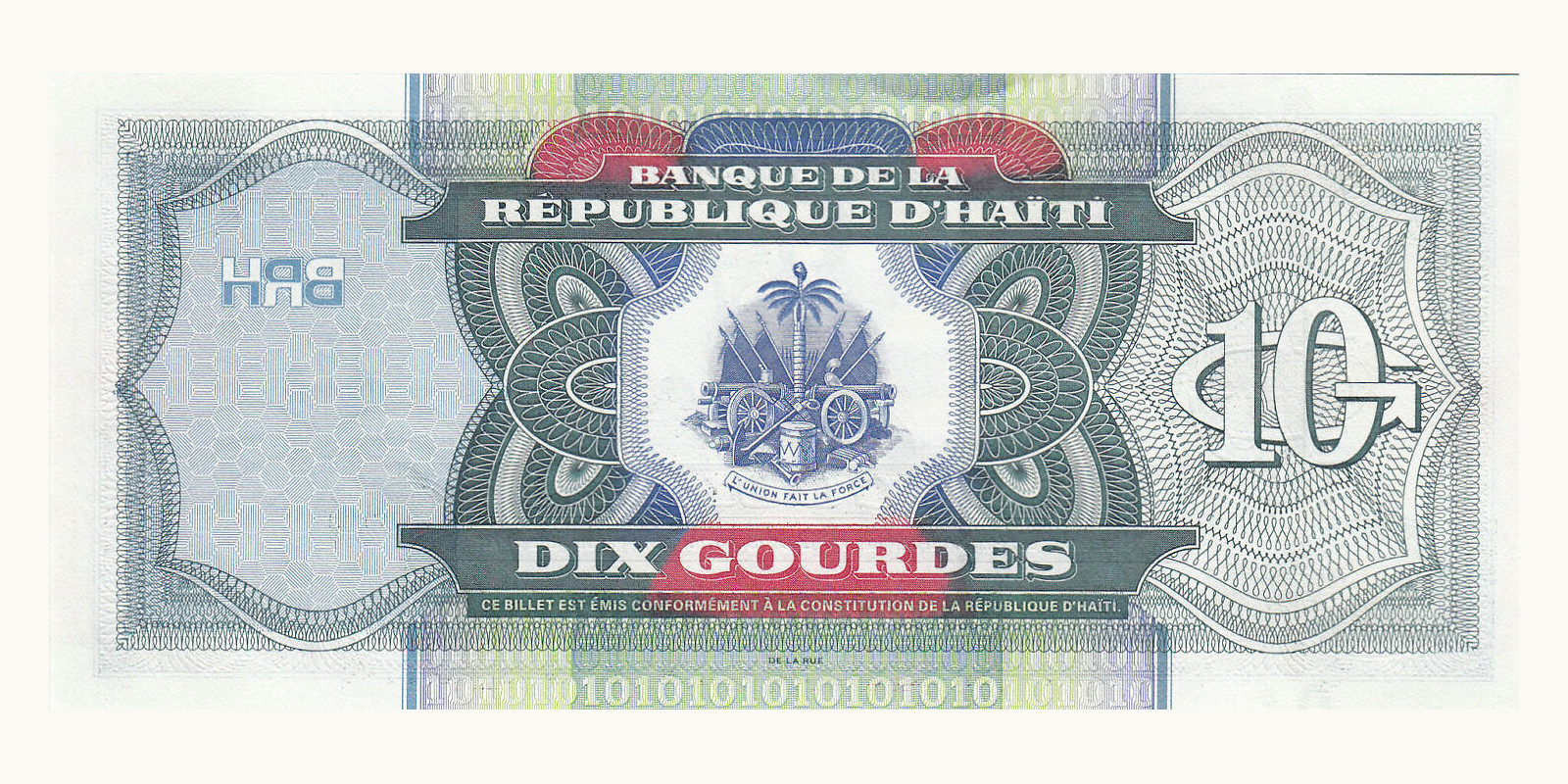 10 gourdes Гаити 2000 — Оборотная сторона
