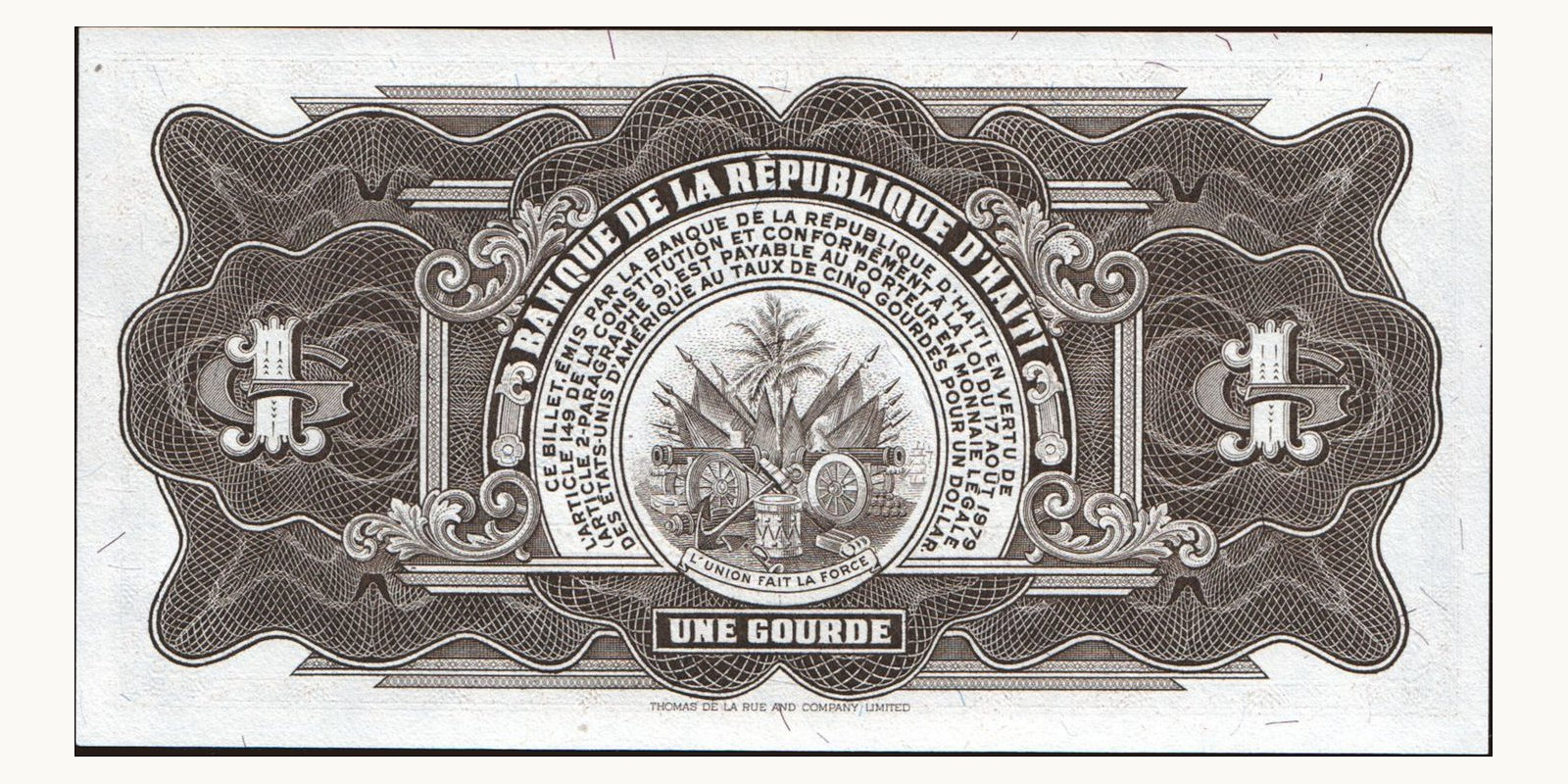 1 gourde Гаити 1984 — Оборотная сторона