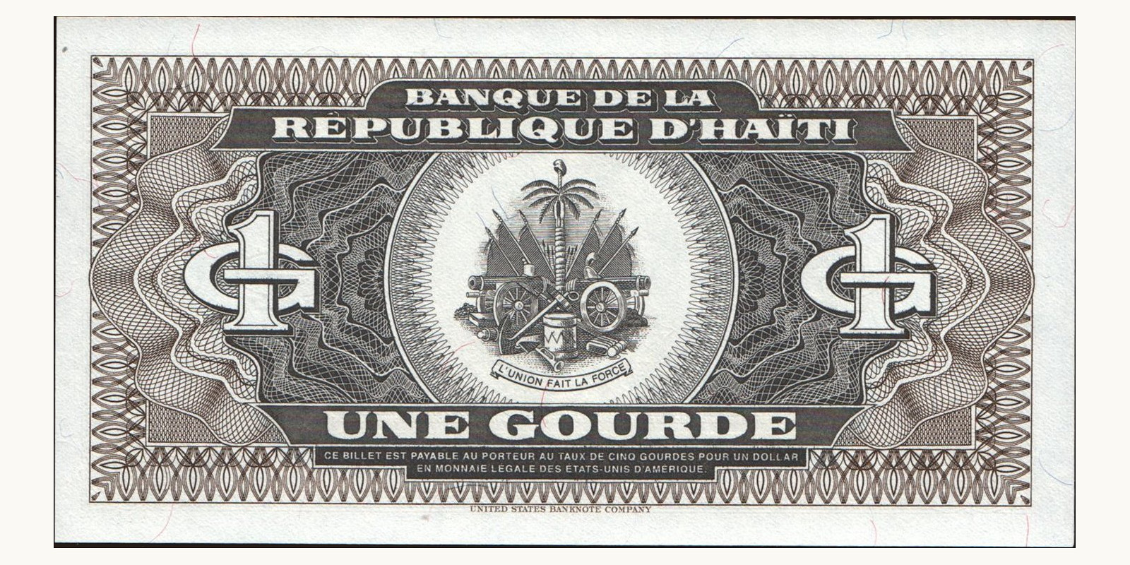 1 gourde Гаити 1989 — Оборотная сторона