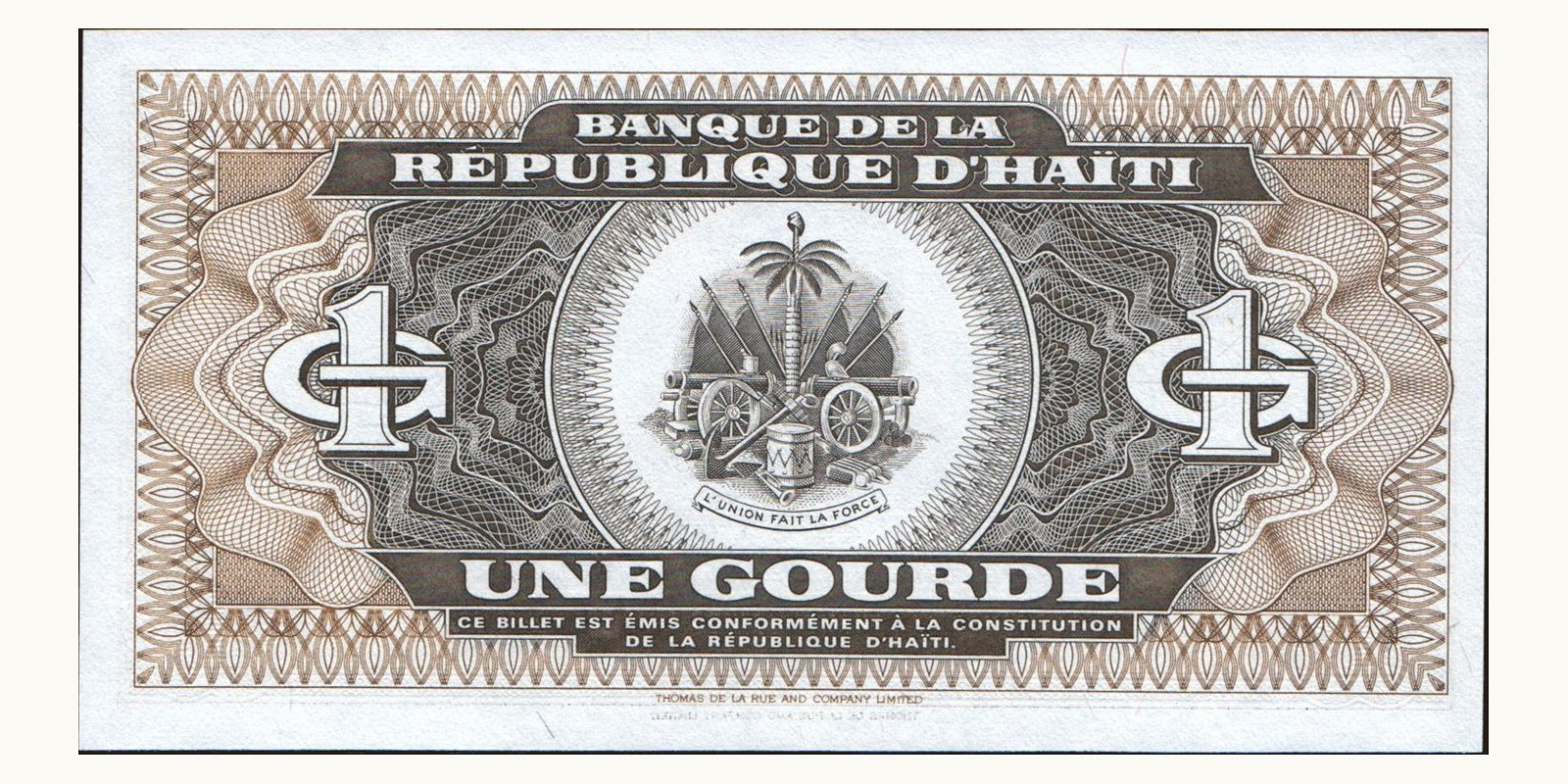 1 gourde Гаити 1993 — Оборотная сторона