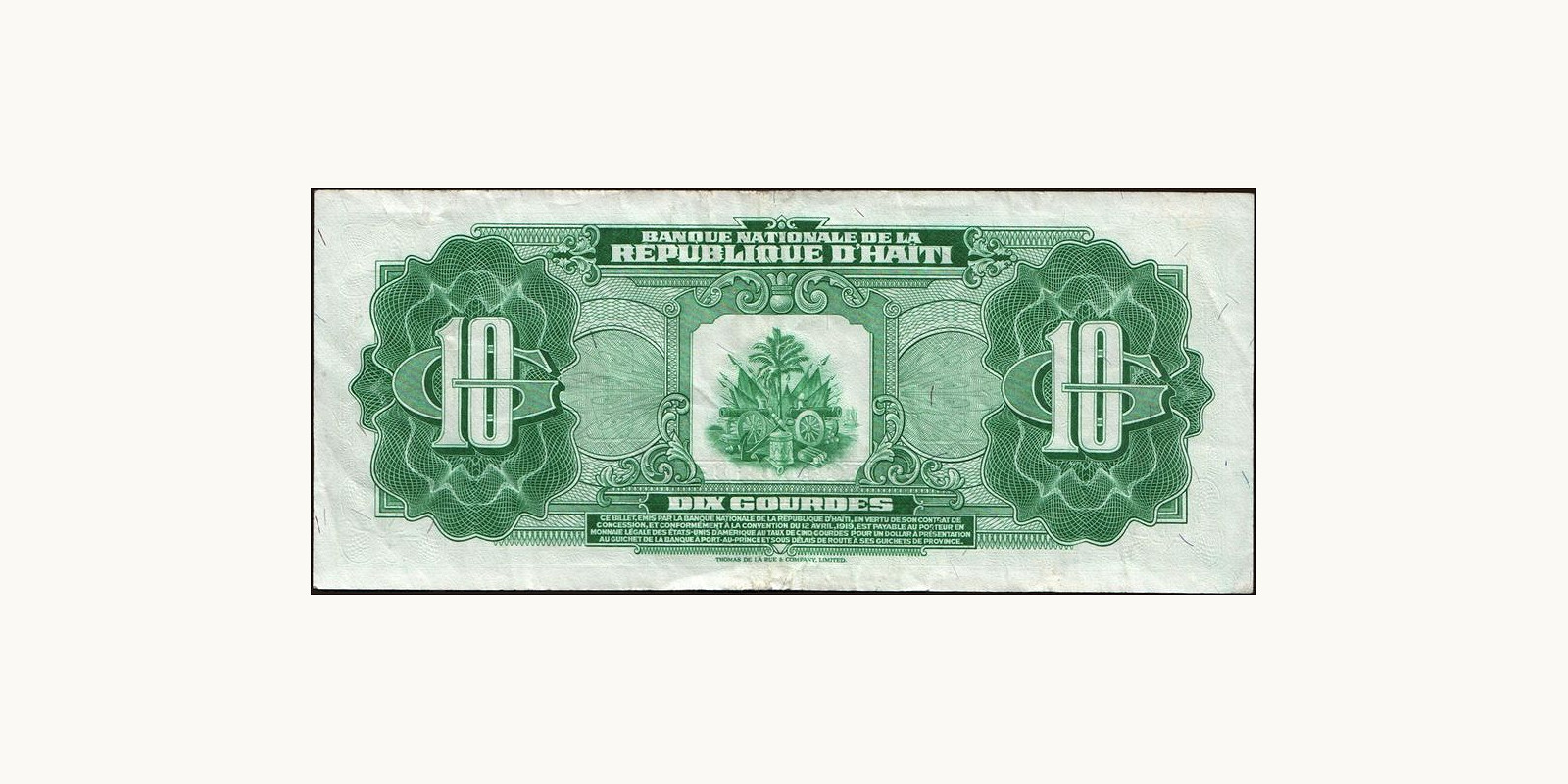 10 gourde Гаити 1967 — Оборотная сторона