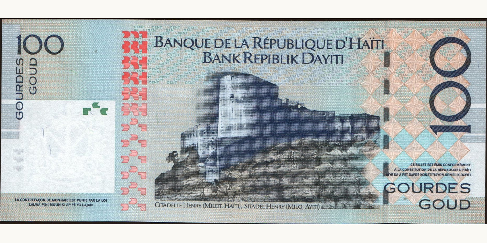 100 gourde Haiti 2004 — Back side