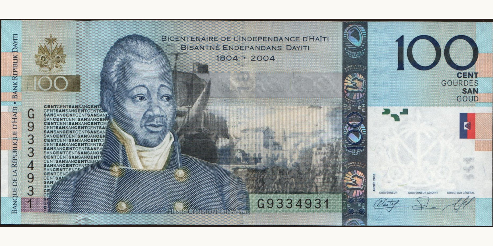 100 gourde Haiti 2008 — Front side