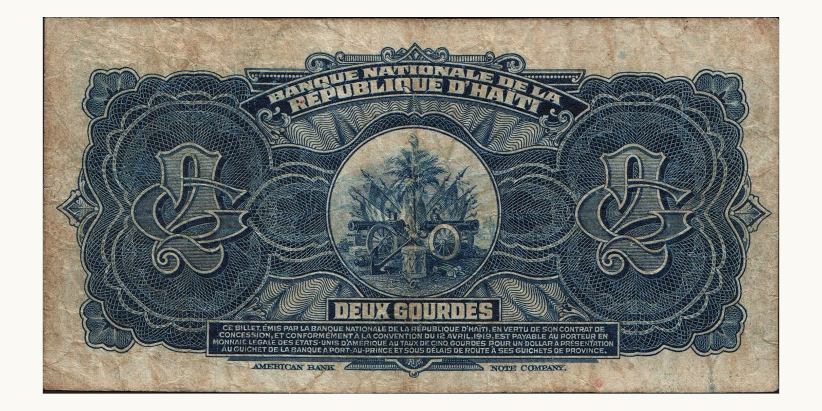 2 gourde Гаити 1919 — Оборотная сторона