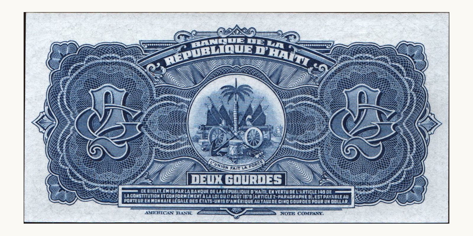 2 gourde Гаити 1979 — Оборотная сторона