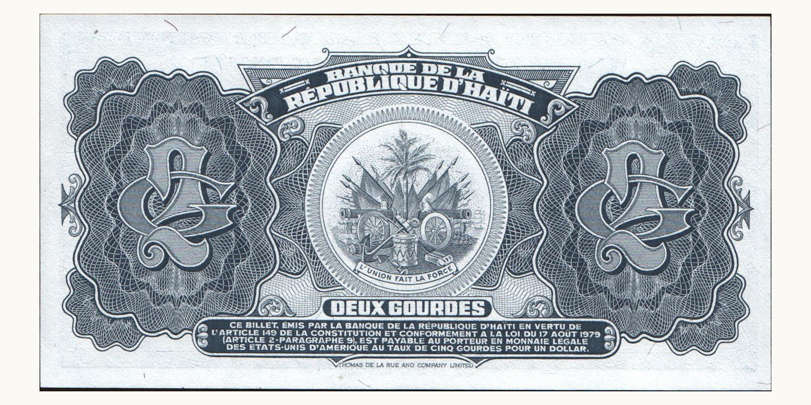 2 gourde Гаити 1985 — Оборотная сторона