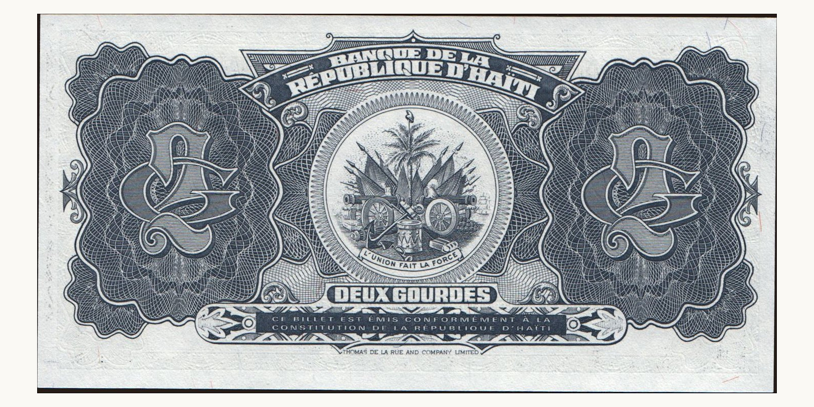 2 gourde Гаити 1990 — Оборотная сторона