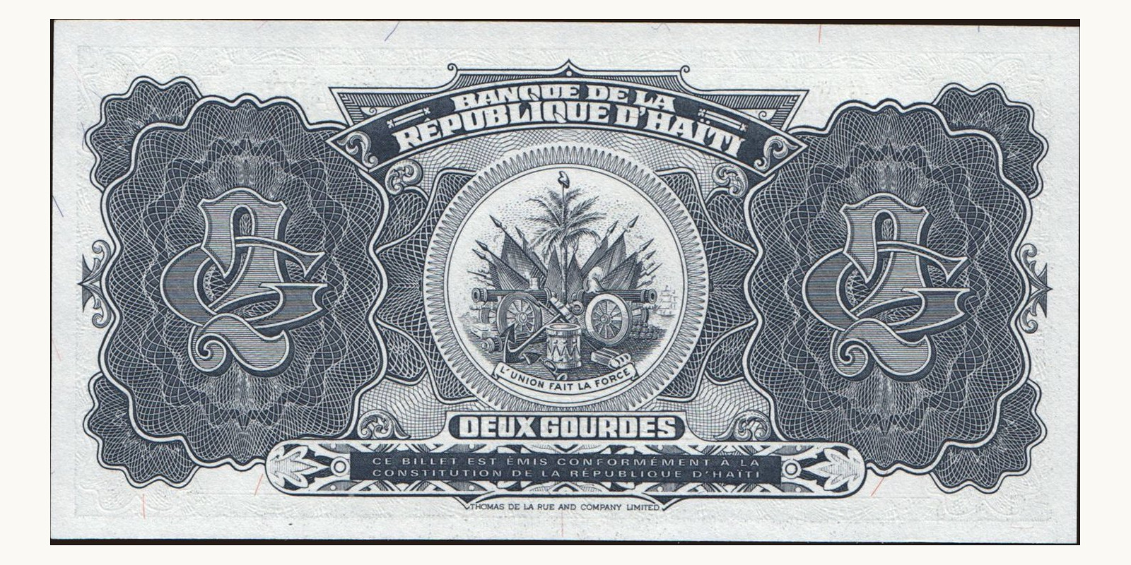 2 gourde Гаити 1992 — Оборотная сторона