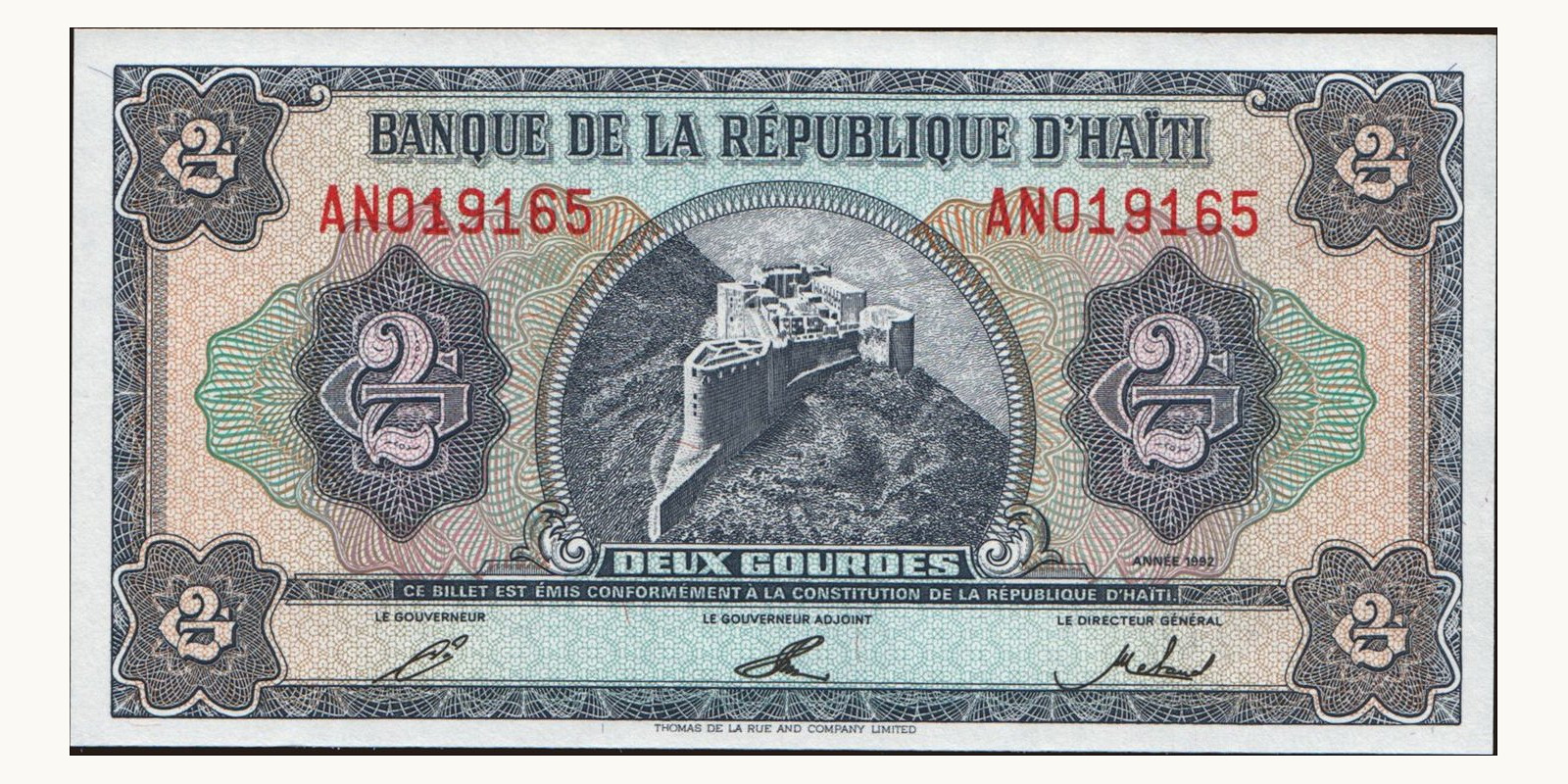 2 gourde Гаити 1992 — Лицевая сторона