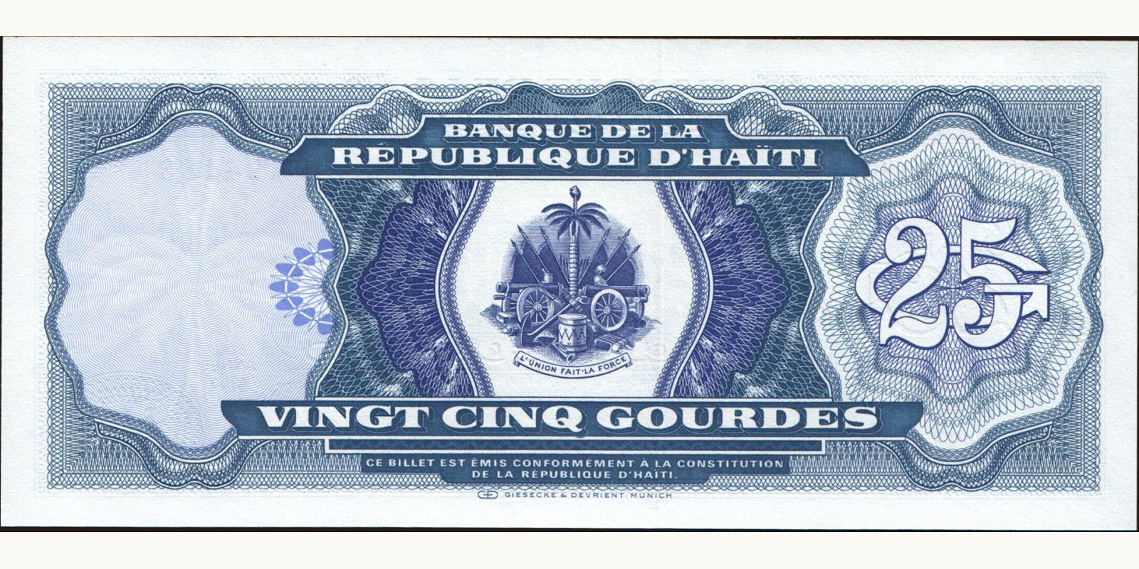 25 gourde Гаити 1993 — Оборотная сторона