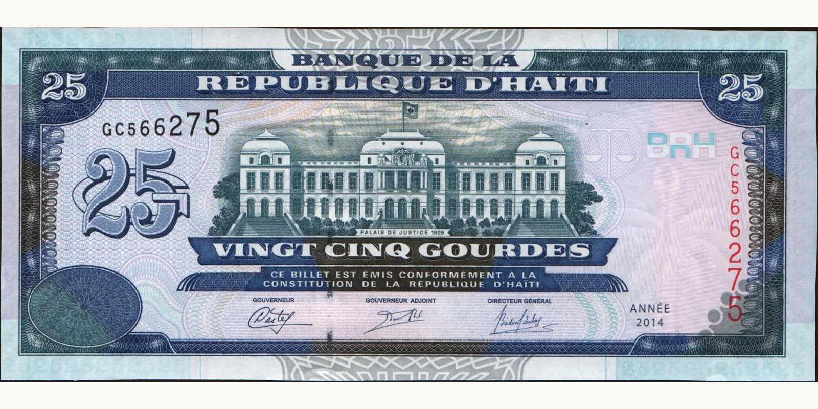 25 gourde Гаити 2014 — Лицевая сторона