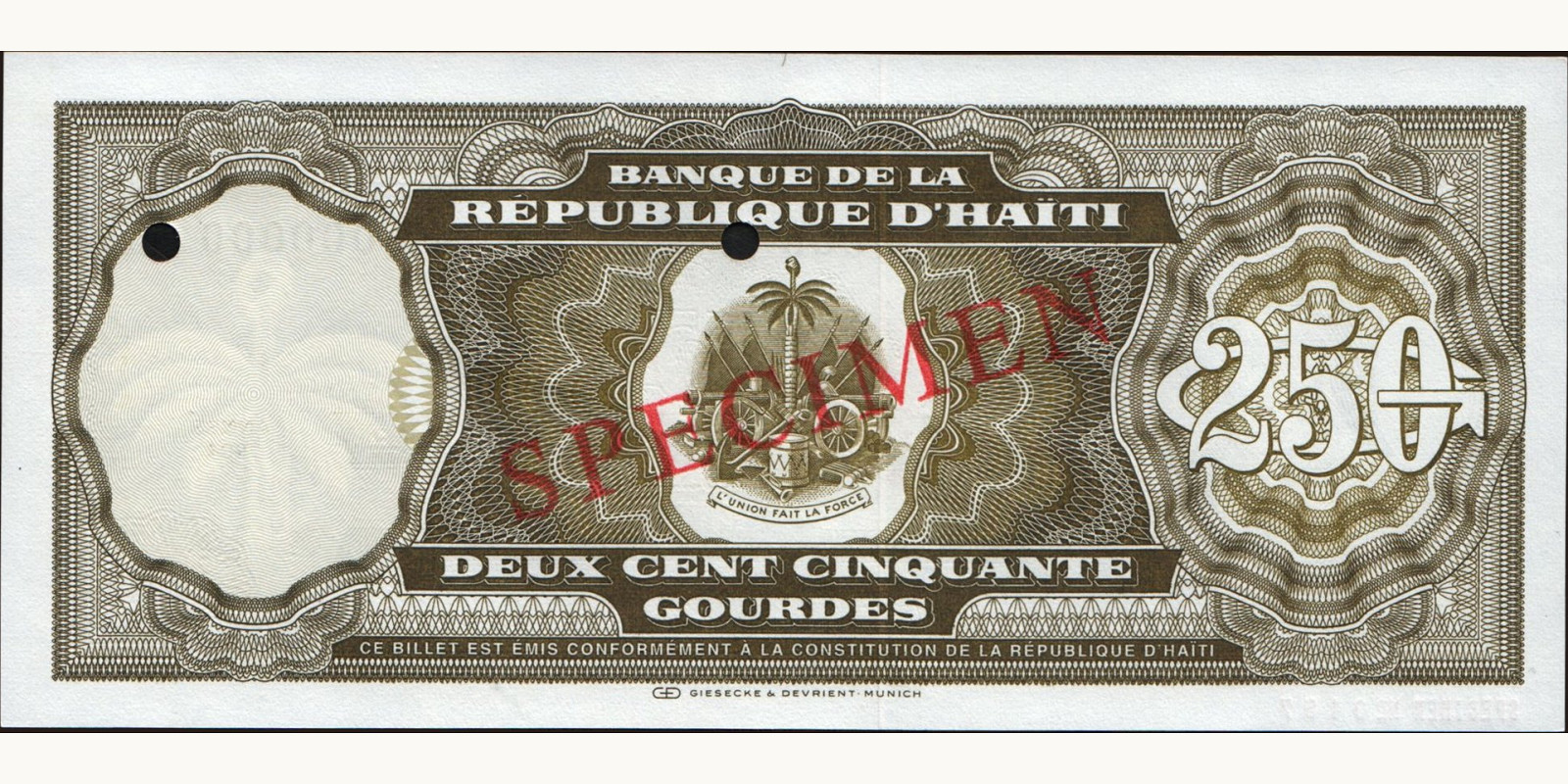 250 gourde Гаити 1994 — Оборотная сторона