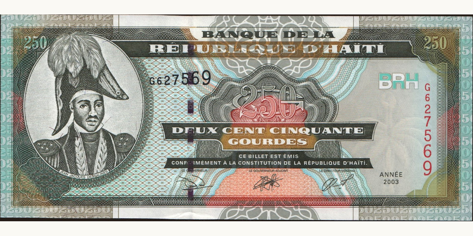 250 gourde Гаити 2003 — Лицевая сторона