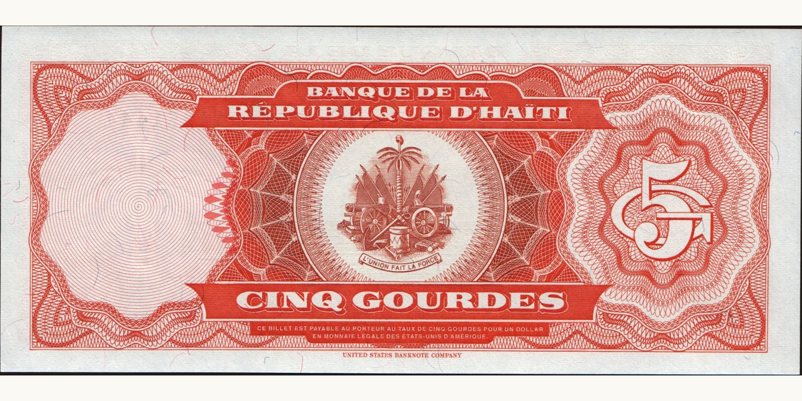 5 gourde Гаити 1989 — Оборотная сторона