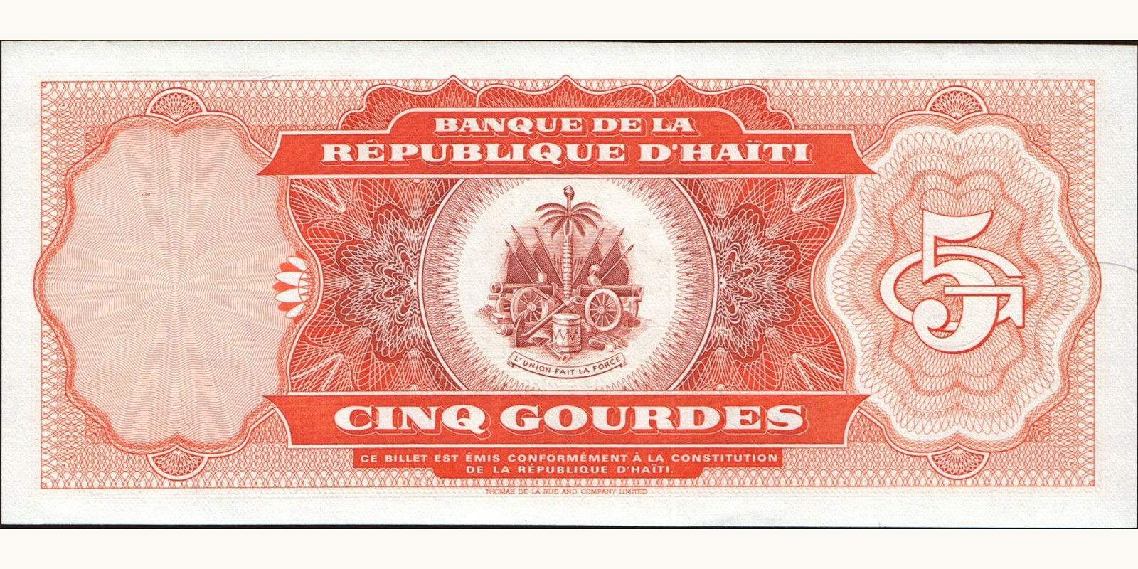 5 gourde Гаити 1992 — Оборотная сторона