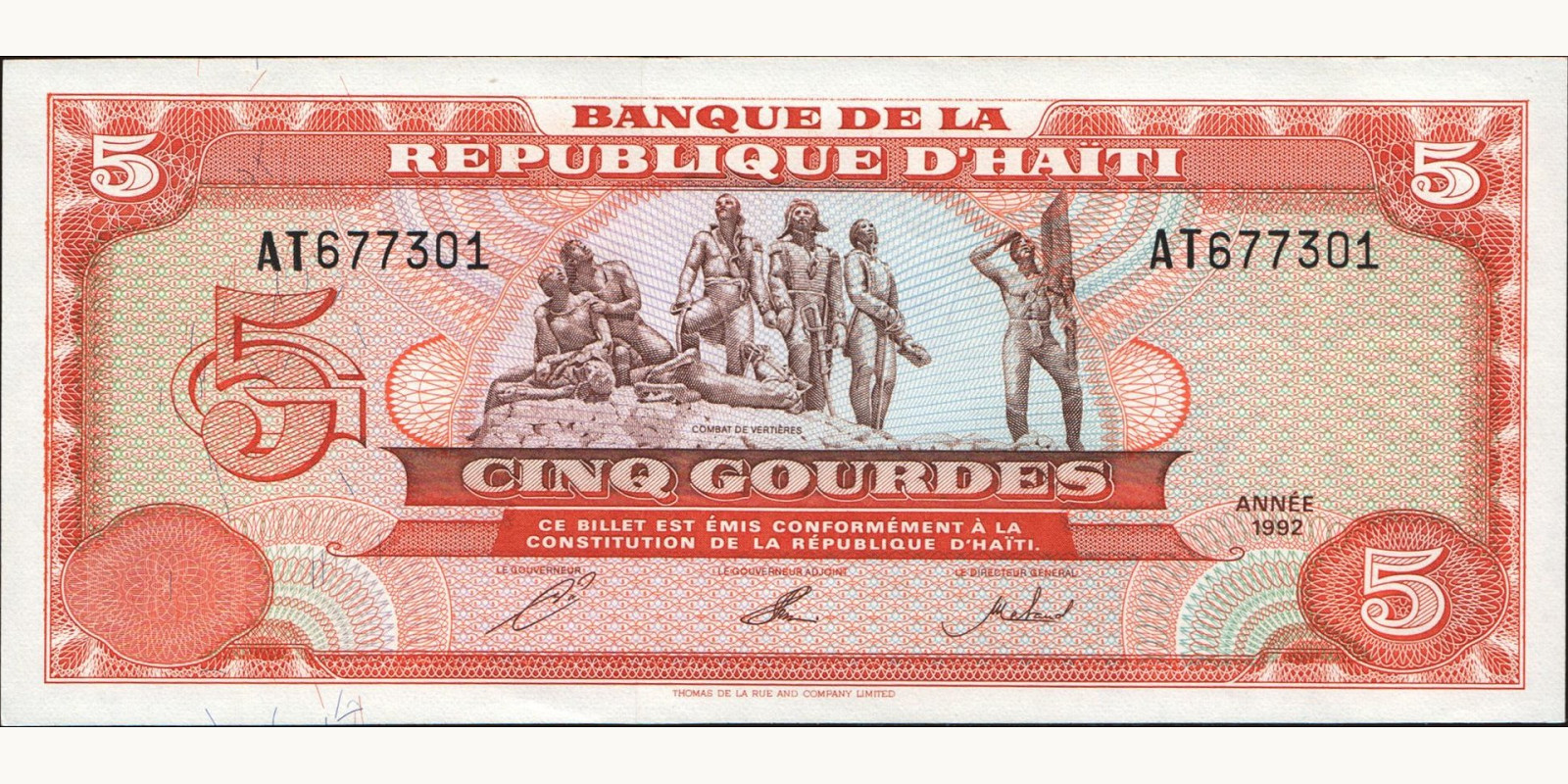 5 gourde Гаити 1992 — Лицевая сторона