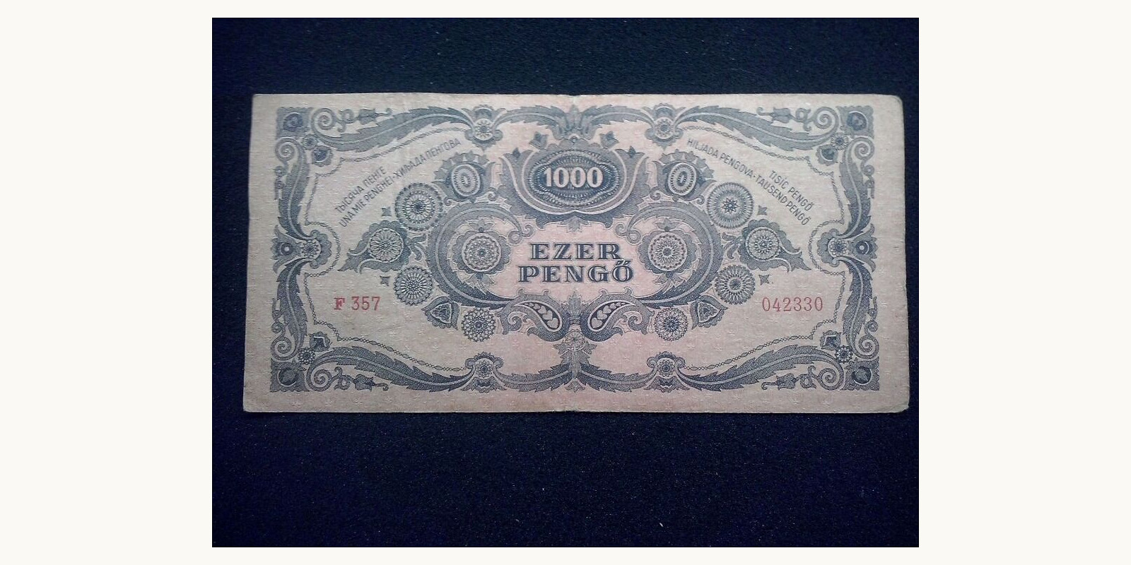 1000 pengo Hungary 1945 — Back side