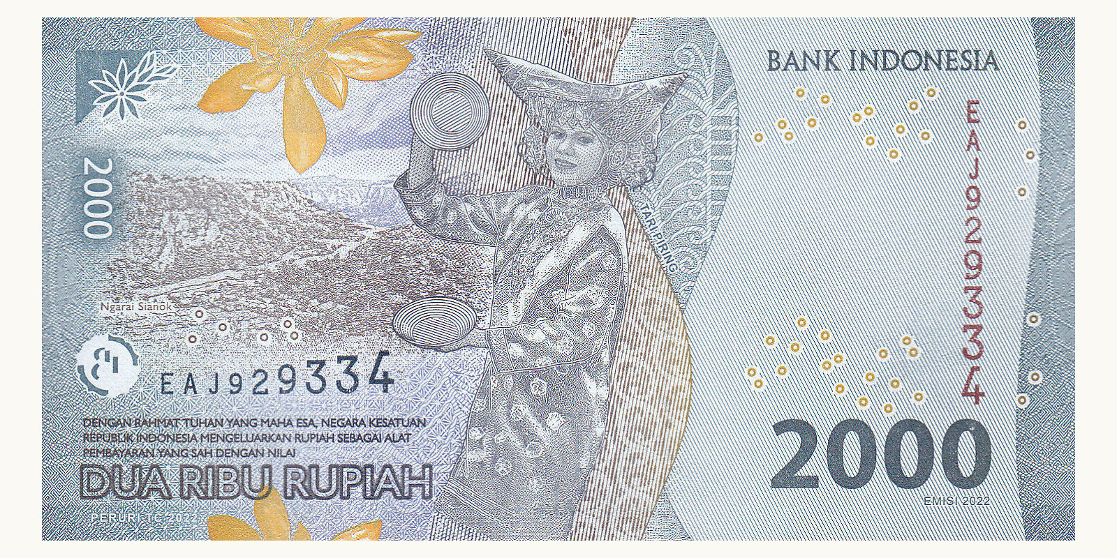 2000 rupiah Indonesia 2022 — Back side
