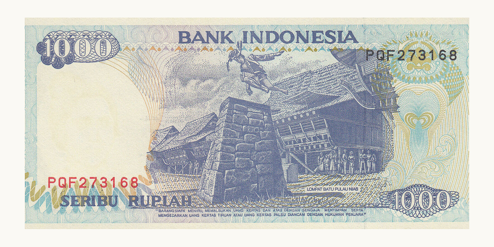1000 rupiah Indonesia 1995 — Back side