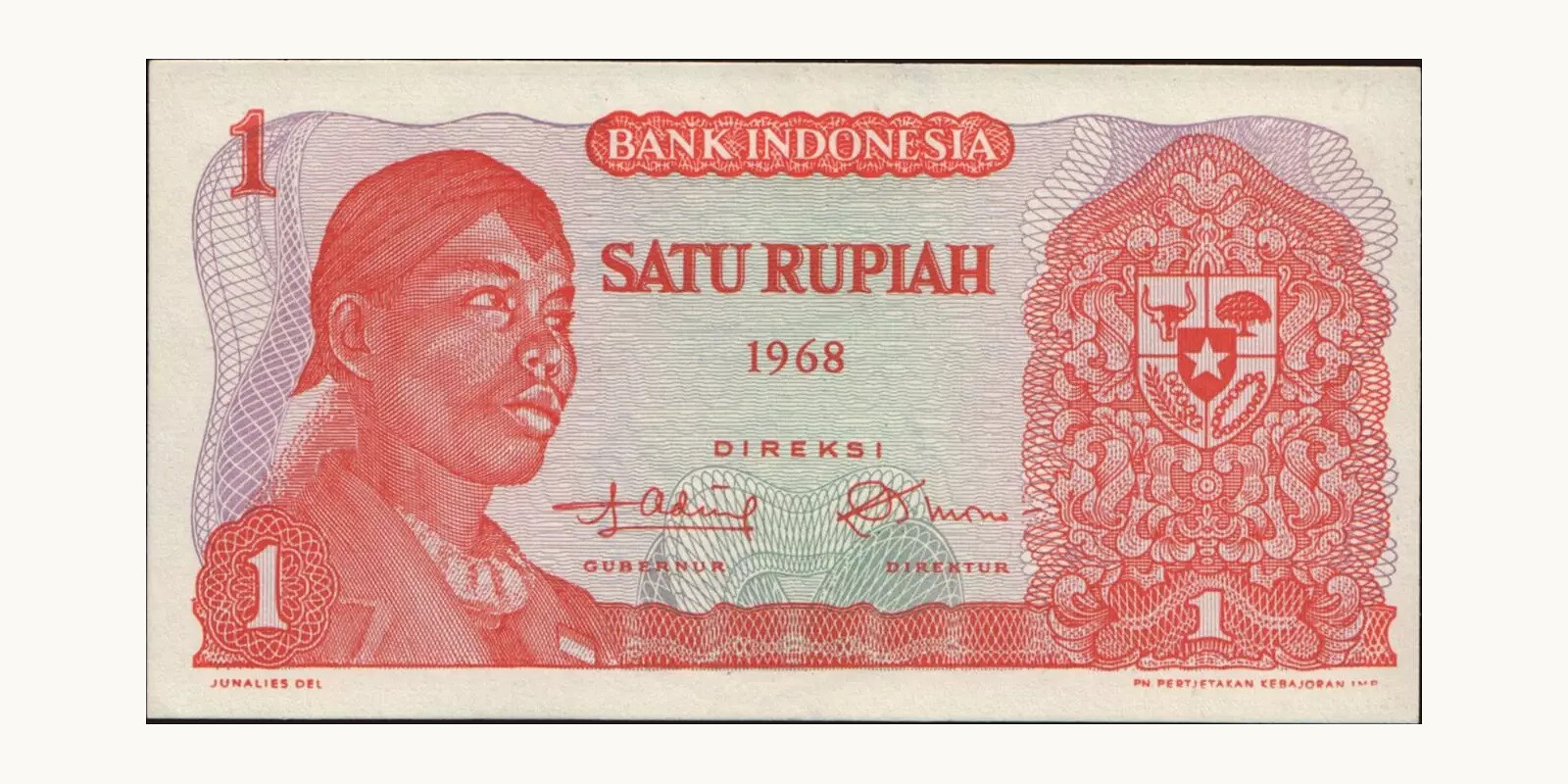 1 rupiah Indonesia 1968 — Front side